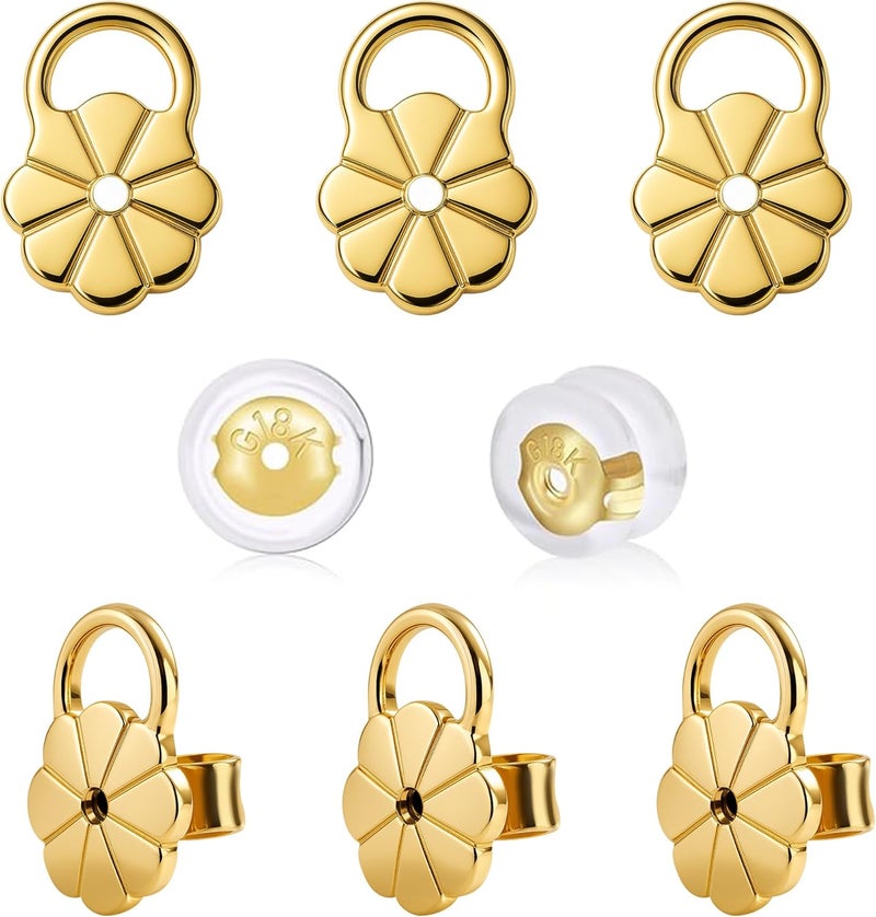 Goffing Earring Backs Replacements for Droopy Ears, Heavy Earrings Lifters, Locking Ear Support for Sensetive Skin, 8 Pairs - Image 1